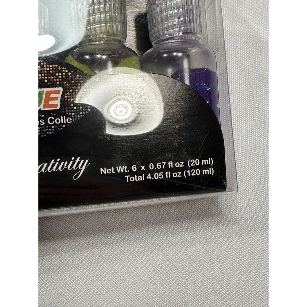 Bazic Neon Color Glitter Glue 6 Pack Washable Multi Color Blue Pink Green Yellow